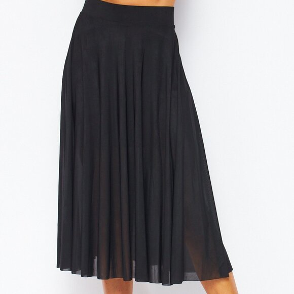 LOVE POEM Black Pleated Midi Skirt | Flowy High Waist A-Line Skirt - Picture 1 of 6